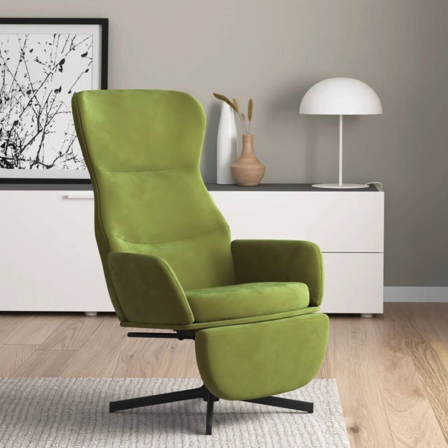 VidaXL Relaxstoel met voetensteun fluweel lichtgroen - Foto 1