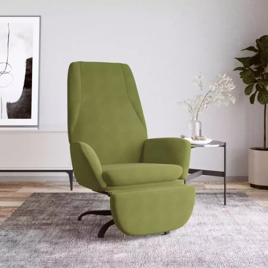 VIDAXL Relaxstoel met voetensteun fluweel lichtgroen - Foto 1
