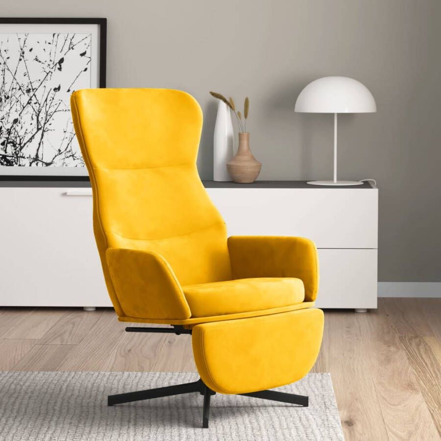 VidaXL Relaxstoel met voetensteun fluweel mosterdgeel