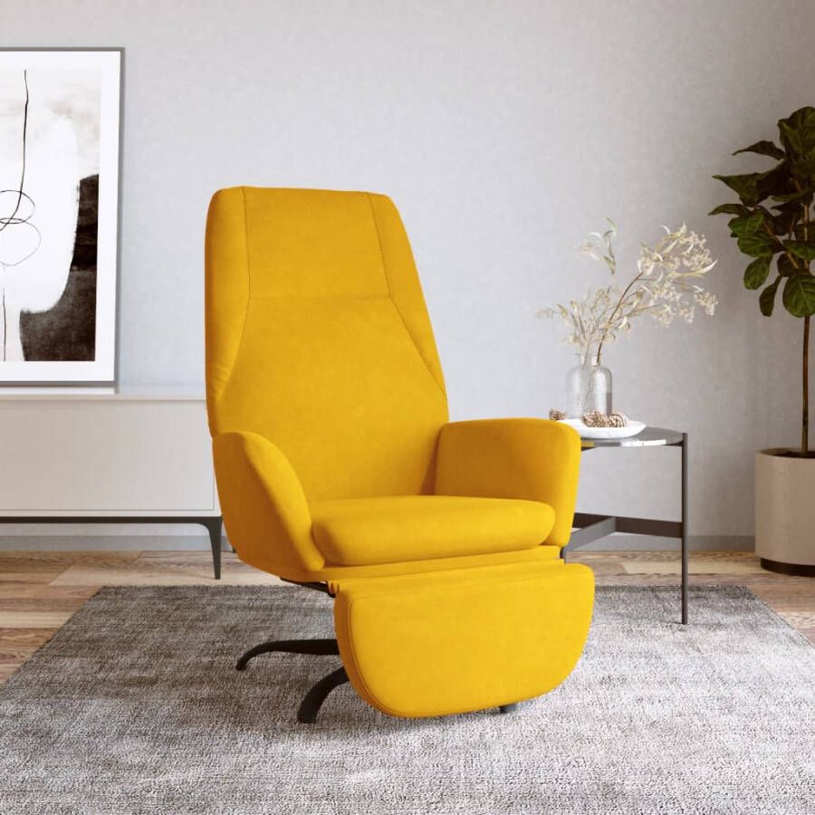 VidaXL Relaxstoel met voetensteun fluweel mosterdgeel - Foto 1