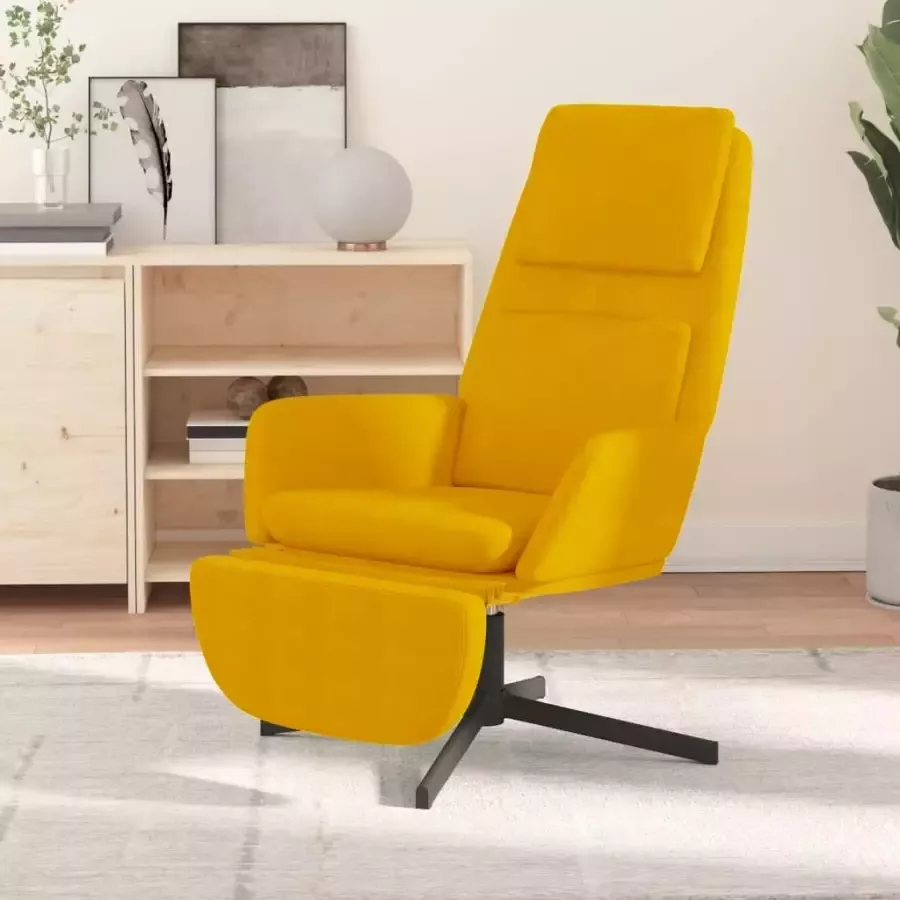 VIDAXL Relaxstoel met voetensteun fluweel mosterdgeel - Foto 1