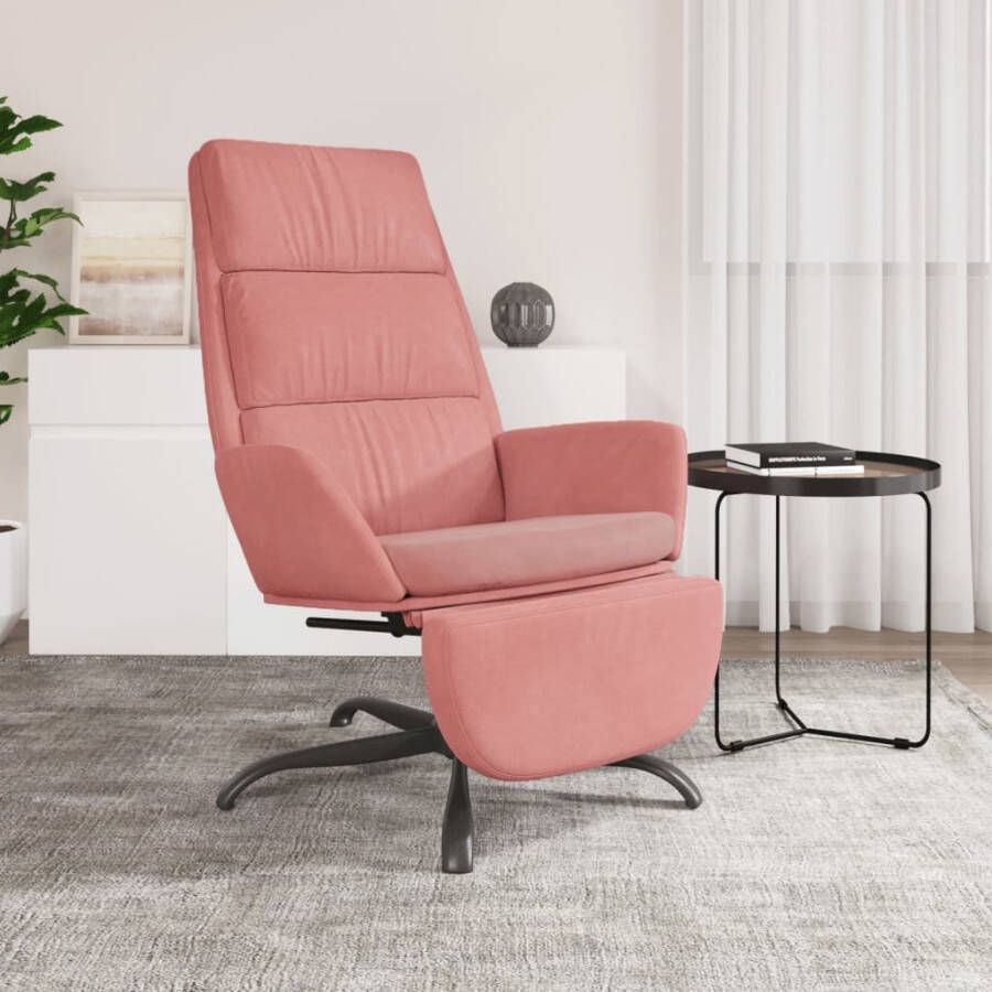 VIDAXL Relaxstoel met voetensteun fluweel roze - Foto 2