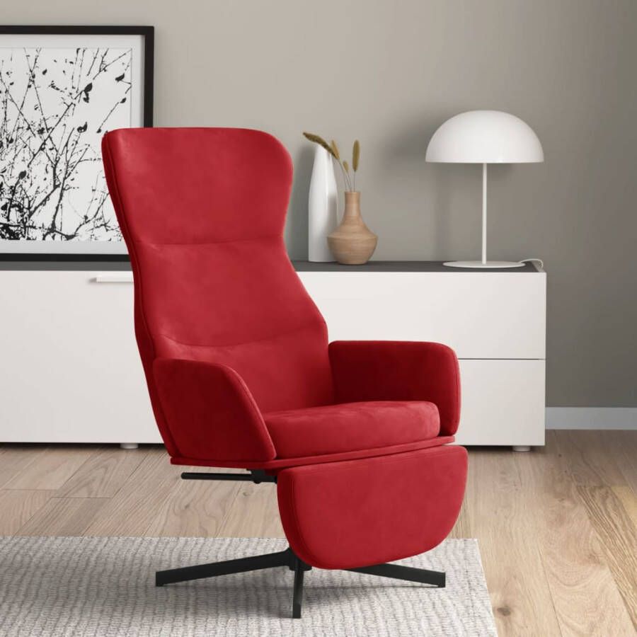 VIDAXL Relaxstoel met voetensteun fluweel wijnrood - Foto 1
