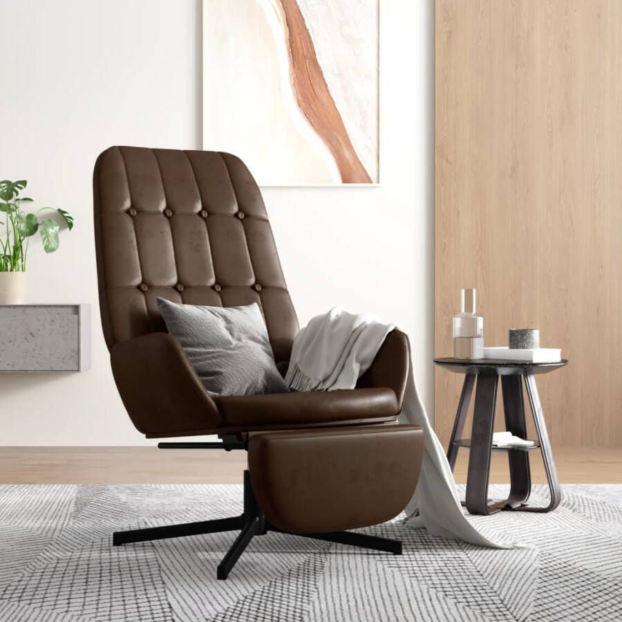 VIDAXL Relaxstoel met voetensteun glanzend kunstleer bruin