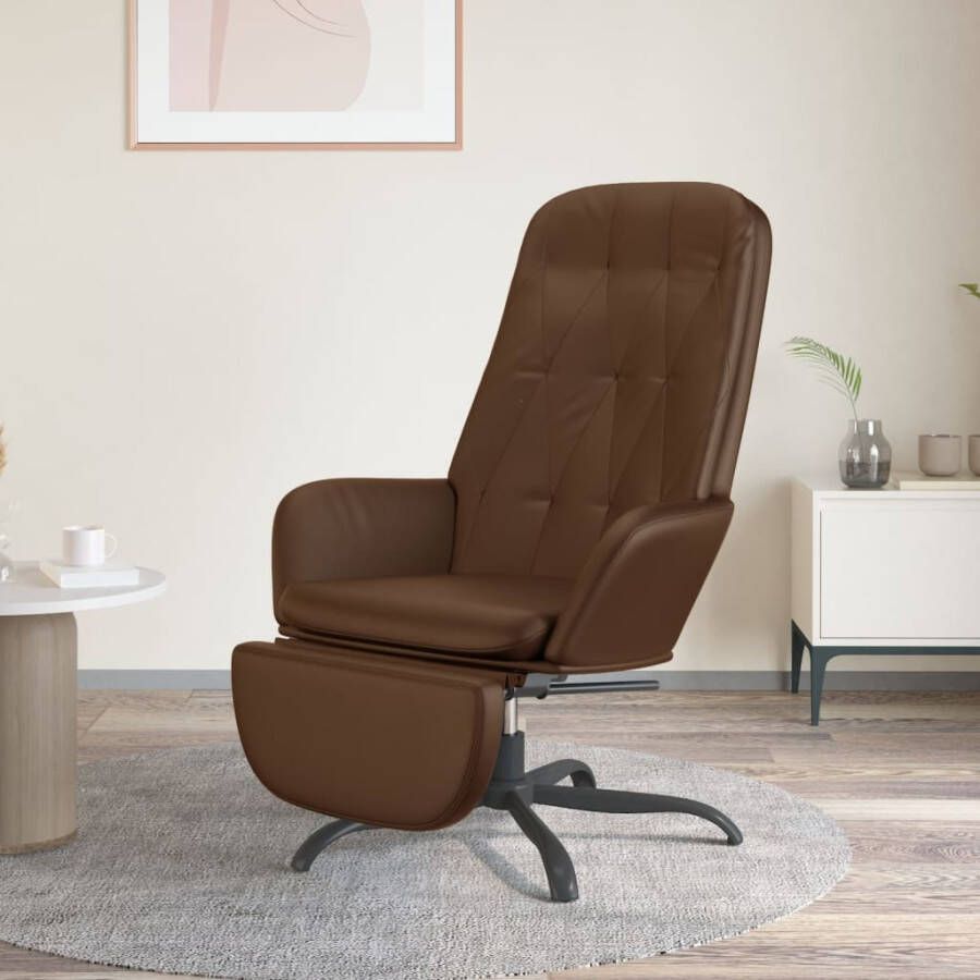 VidaXL Relaxstoel met voetensteun glanzend kunstleer bruin - Foto 1