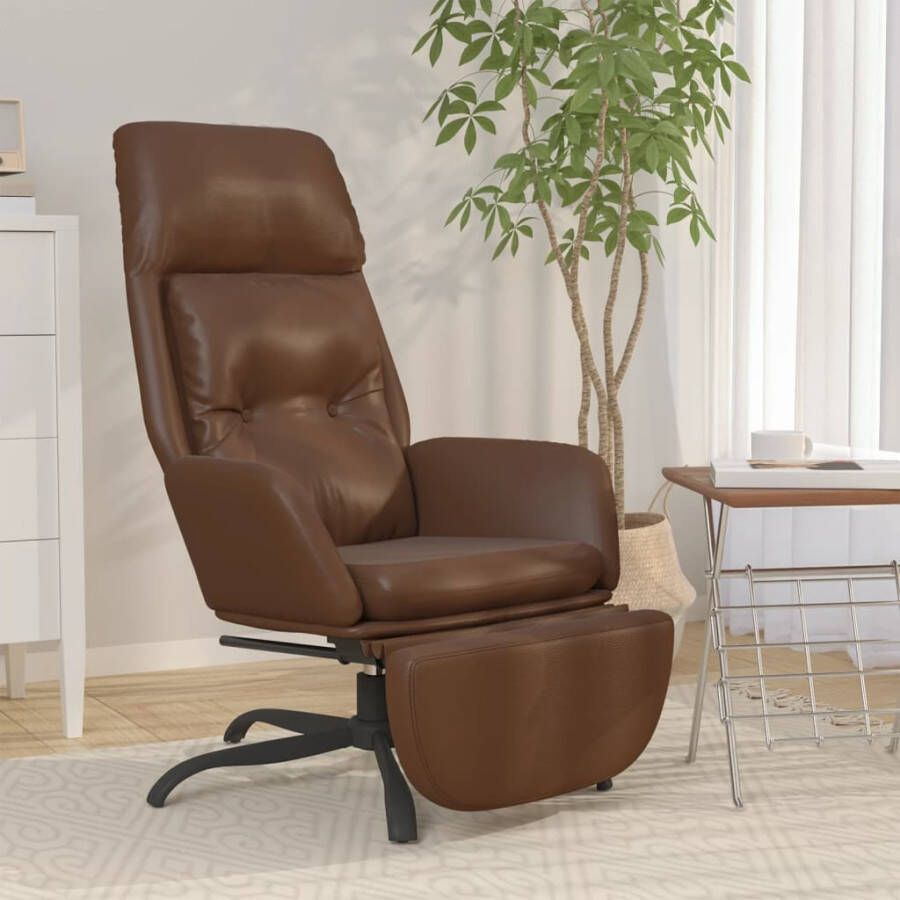 VidaXL Relaxstoel met voetensteun glanzend kunstleer bruin - Foto 2