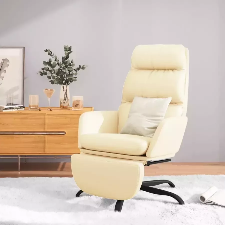 VIDAXL Relaxstoel met voetensteun kunstleer crèmekleurig - Foto 4