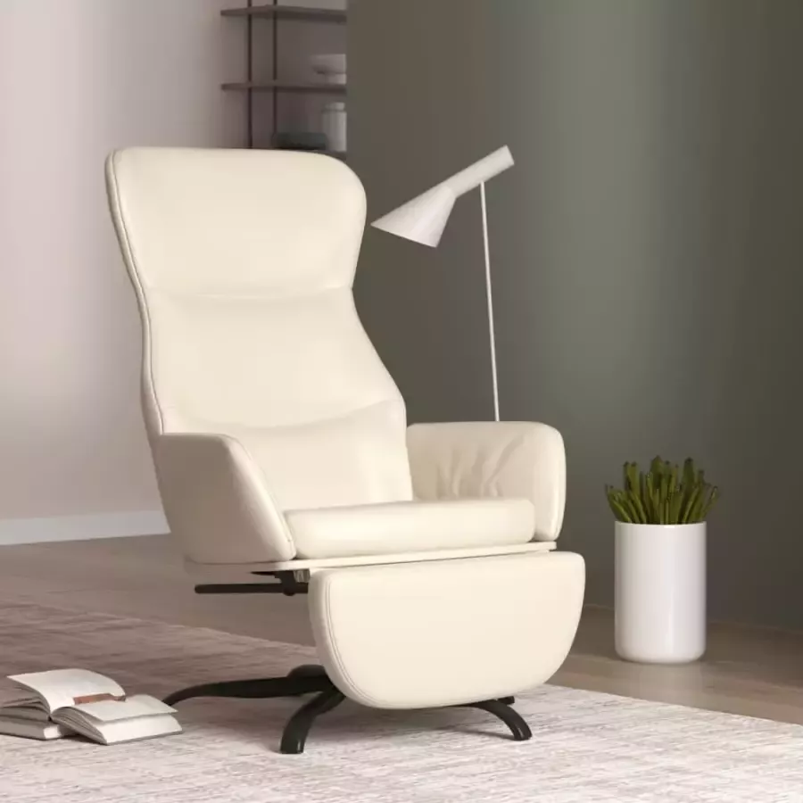 VIDAXL Relaxstoel met voetensteun kunstleer crèmekleurig - Foto 1