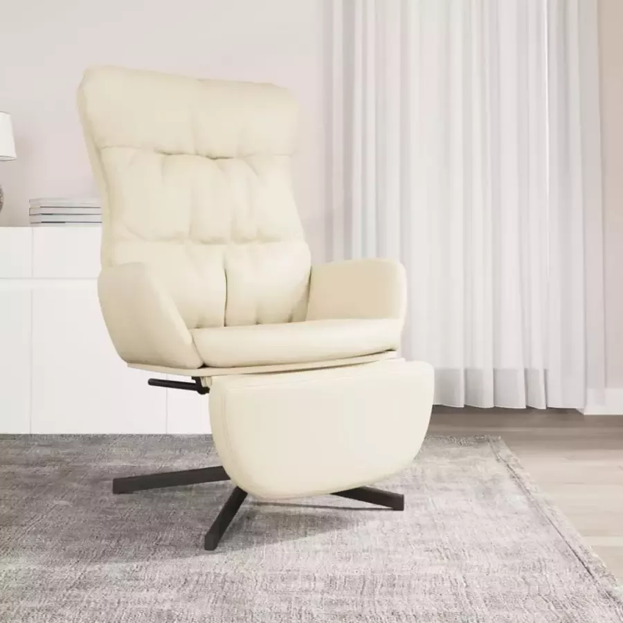 VIDAXL Relaxstoel met voetensteun kunstleer crèmekleurig - Foto 2