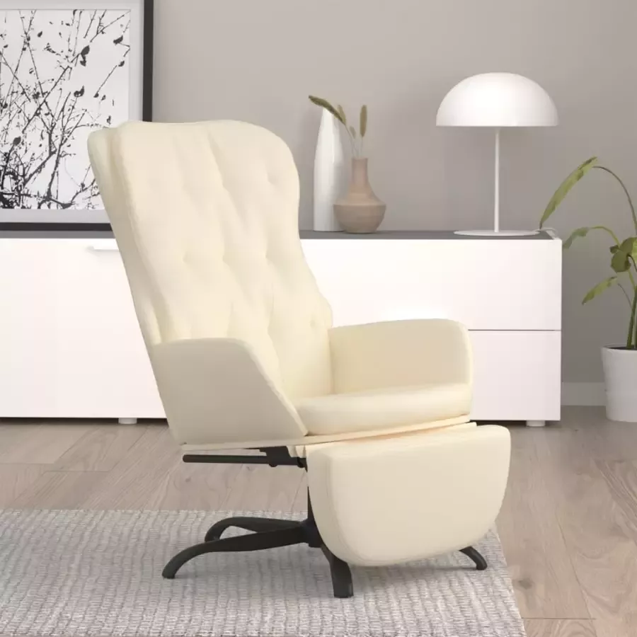 VIDAXL Relaxstoel met voetensteun kunstleer crèmekleurig - Foto 3