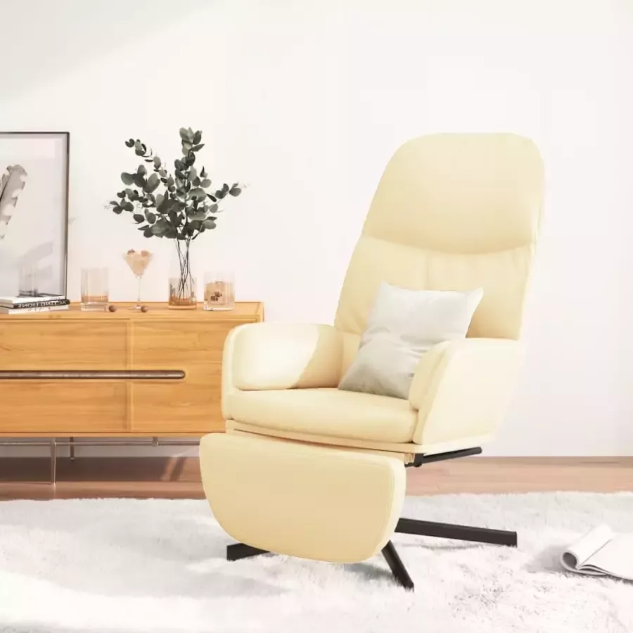 VidaXL Relaxstoel met voetensteun kunstleer crèmewit