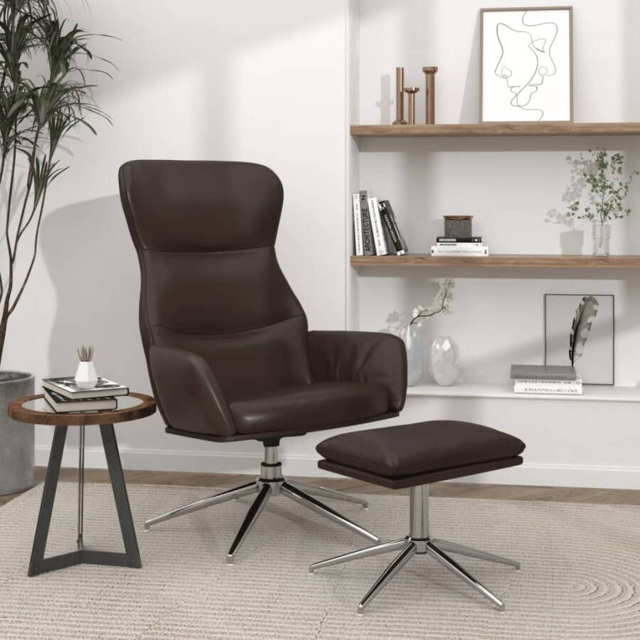 VIDAXL Relaxstoel met voetensteun kunstleer glanzend bruin - Foto 2