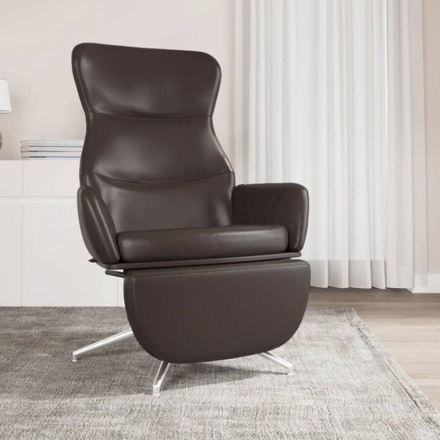 VIDAXL Relaxstoel met voetensteun kunstleer glanzend bruin