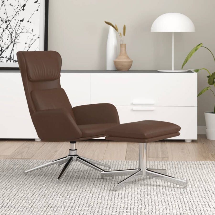 VidaXL Relaxstoel met voetensteun kunstleer glanzend bruin - Foto 1