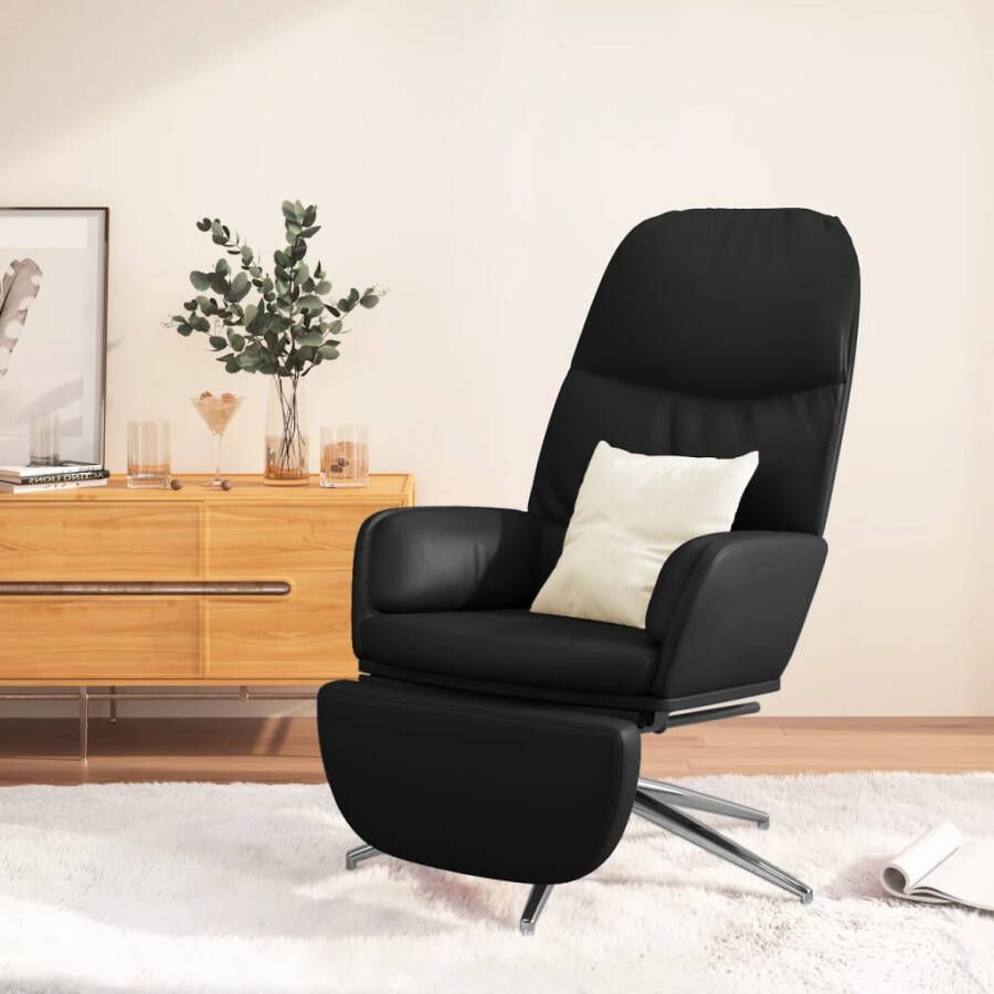VIDAXL Relaxstoel met voetensteun kunstleer glanzend zwart - Foto 1