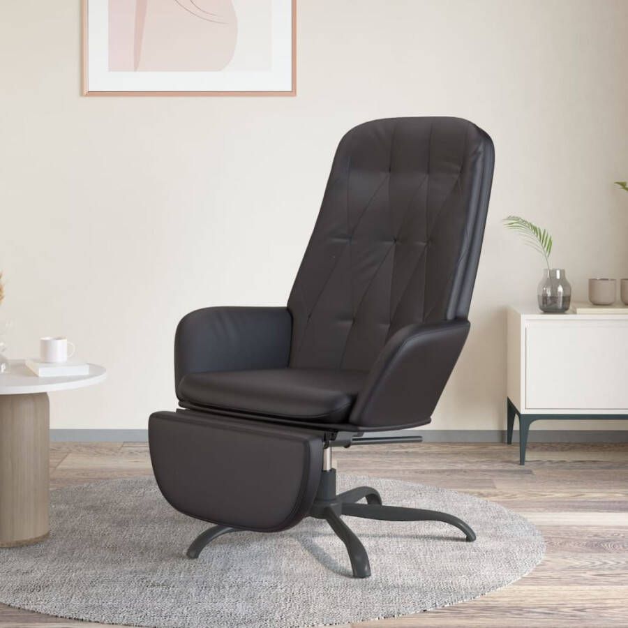 VIDAXL Relaxstoel met voetensteun kunstleer glanzend zwart - Foto 1