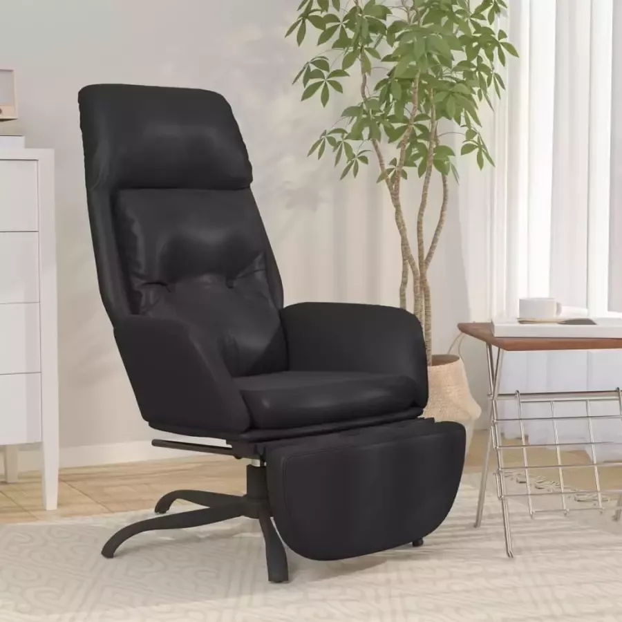 VIDAXL Relaxstoel met voetensteun kunstleer glanzend zwart