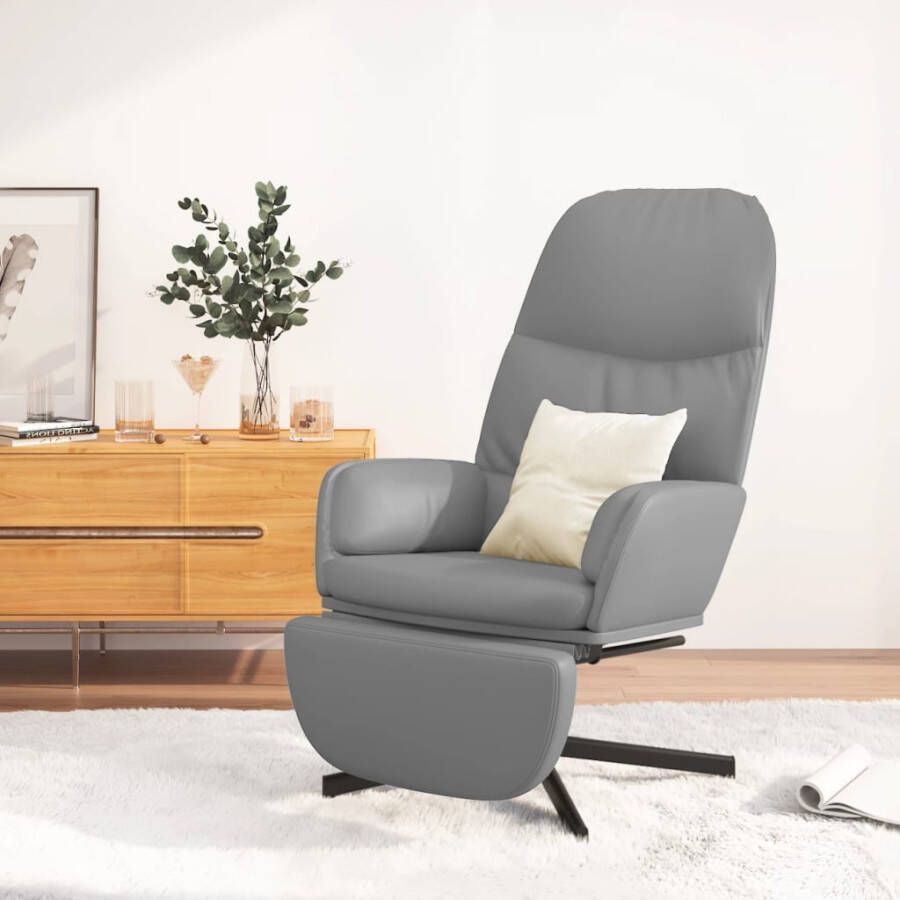 VidaXL Relaxstoel met voetensteun kunstleer grijs