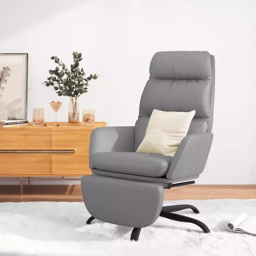 VIDAXL Relaxstoel met voetensteun kunstleer grijs - Foto 1