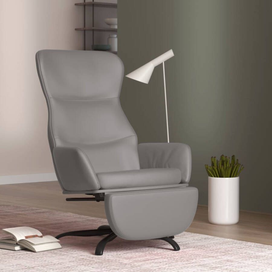 VidaXL Relaxstoel met voetensteun kunstleer grijs - Foto 1