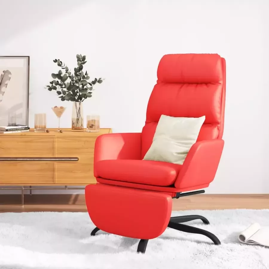 VIDAXL Relaxstoel met voetensteun kunstleer rood - Foto 1