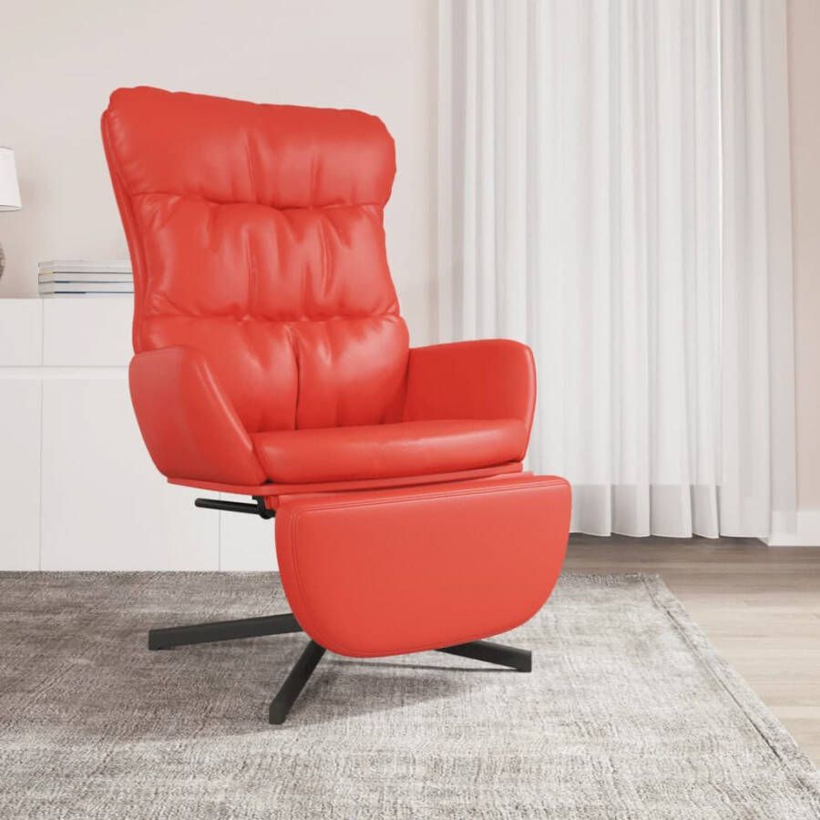 VidaXL Relaxstoel met voetensteun kunstleer rood - Foto 1