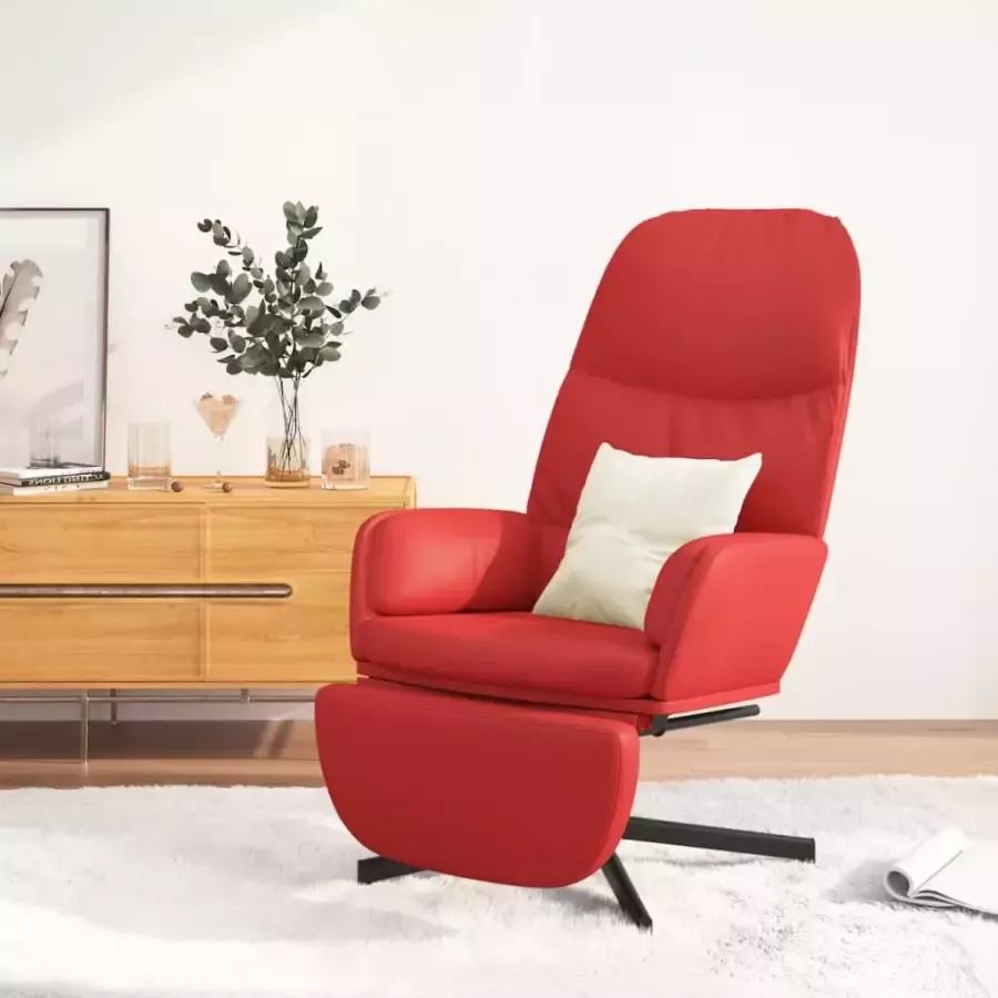 VIDAXL Relaxstoel met voetensteun kunstleer wijnrood - Foto 1