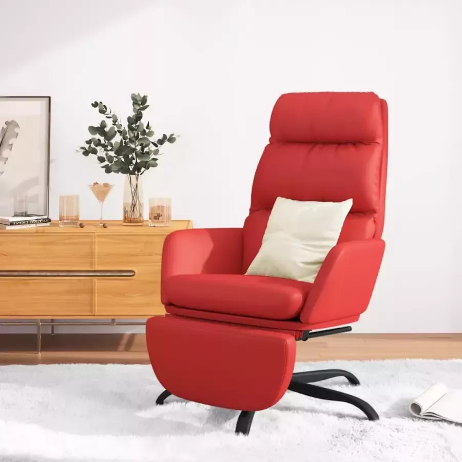 VIDAXL Relaxstoel met voetensteun kunstleer wijnrood