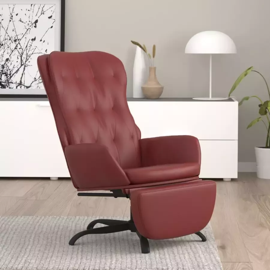 VidaXL Relaxstoel met voetensteun kunstleer wijnrood - Foto 1