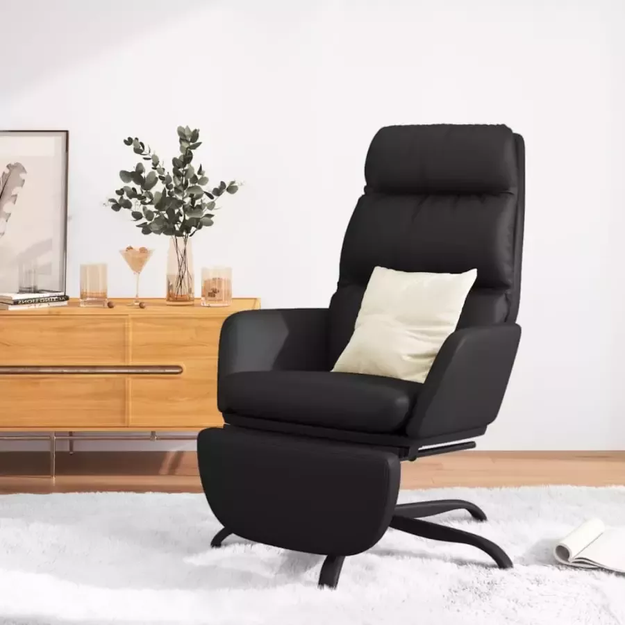 VIDAXL Relaxstoel met voetensteun kunstleer zwart
