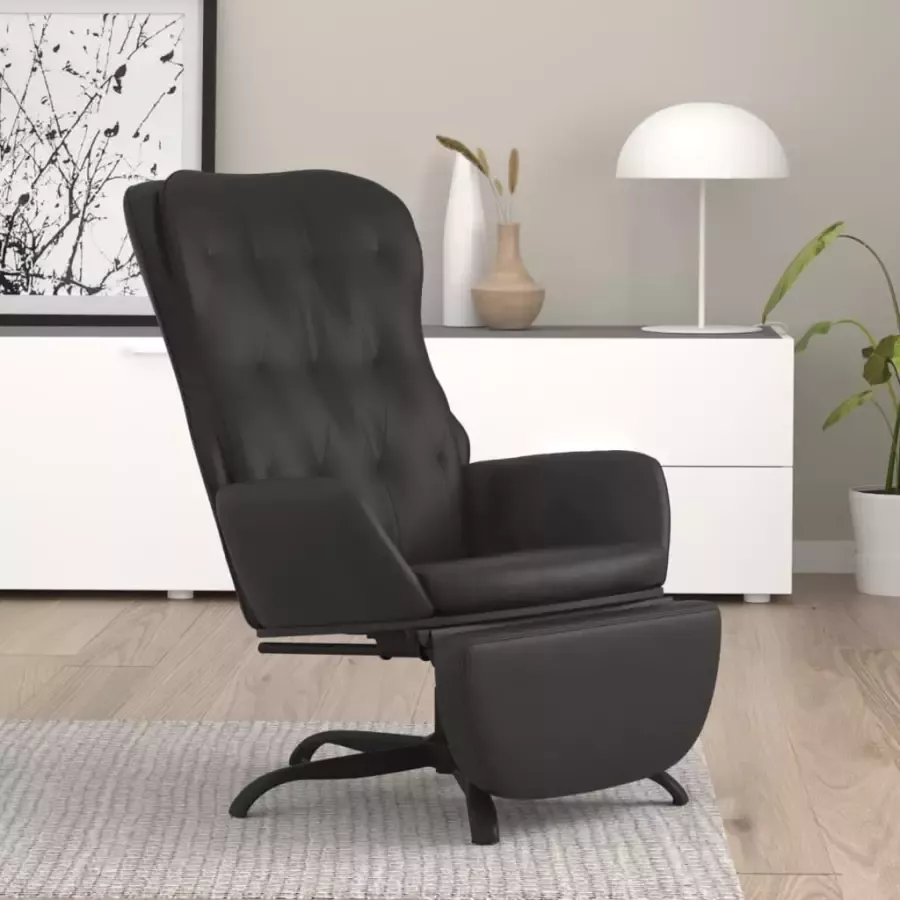 VidaXL Relaxstoel met voetensteun kunstleer zwart - Foto 1
