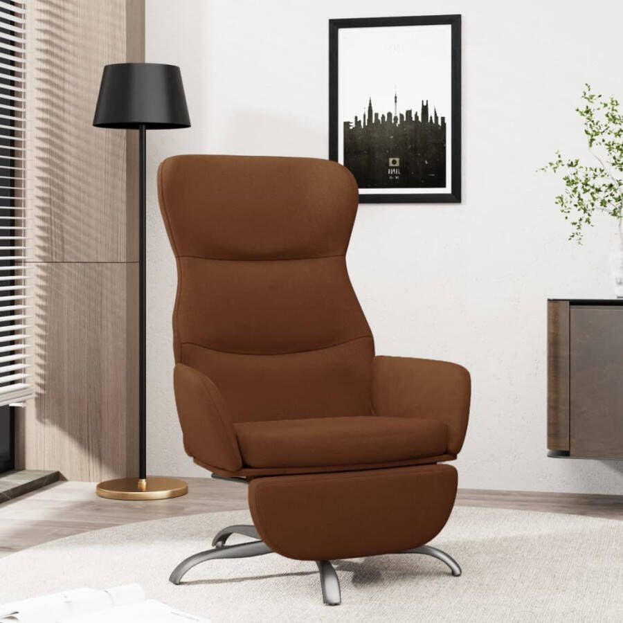 VidaXL Relaxstoel met voetensteun microvezelstof bruin - Foto 1