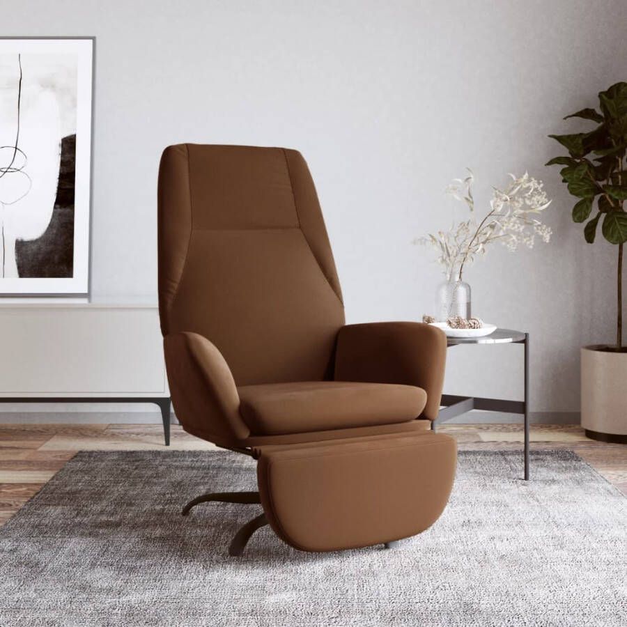 VIDAXL Relaxstoel met voetensteun microvezelstof bruin - Foto 1