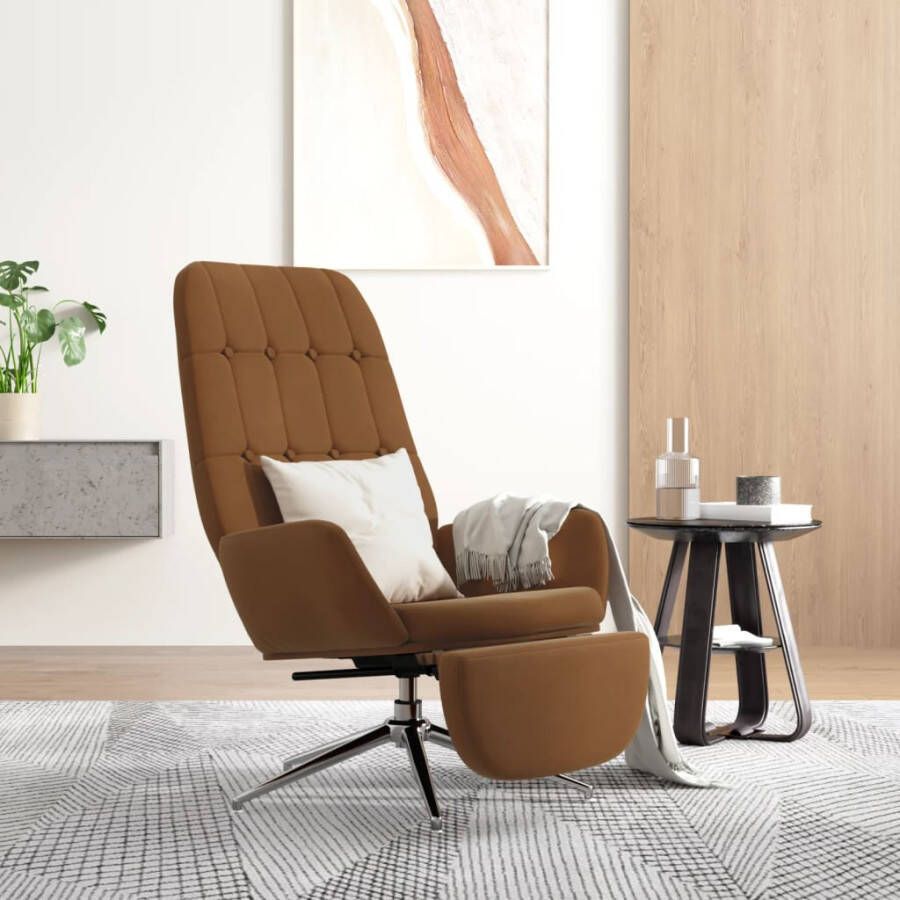 VidaXL Relaxstoel met voetensteun microvezelstof bruin - Foto 1