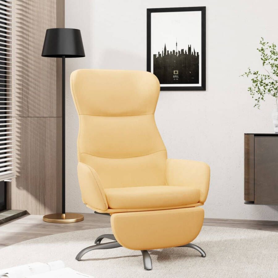 VIDAXL Relaxstoel met voetensteun microvezelstof crèmekleurig