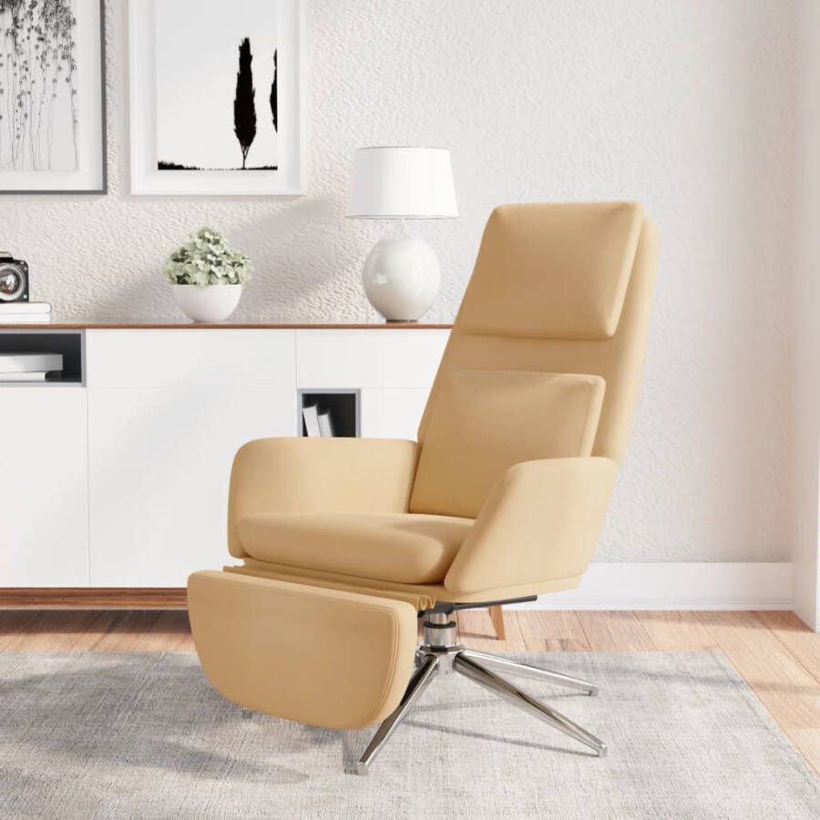 VidaXL Relaxstoel met voetensteun microvezelstof crèmekleurig - Foto 1