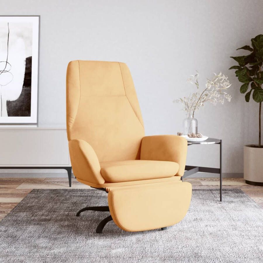 VIDAXL Relaxstoel met voetensteun microvezelstof crèmekleurig - Foto 1
