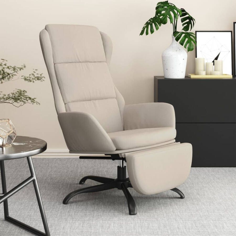 VIDAXL Relaxstoel met voetensteun microvezelstof crèmekleurig