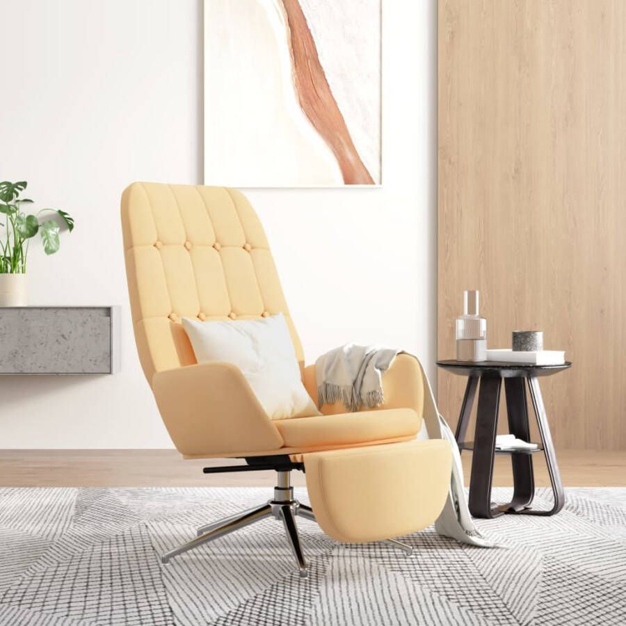 VIDAXL Relaxstoel met voetensteun microvezelstof crèmekleurig - Foto 1