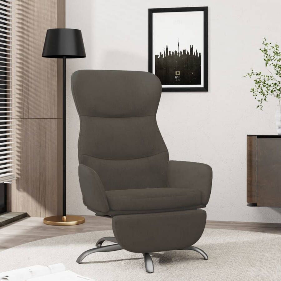 VidaXL Relaxstoel met voetensteun microvezelstof donkergrijs - Foto 1