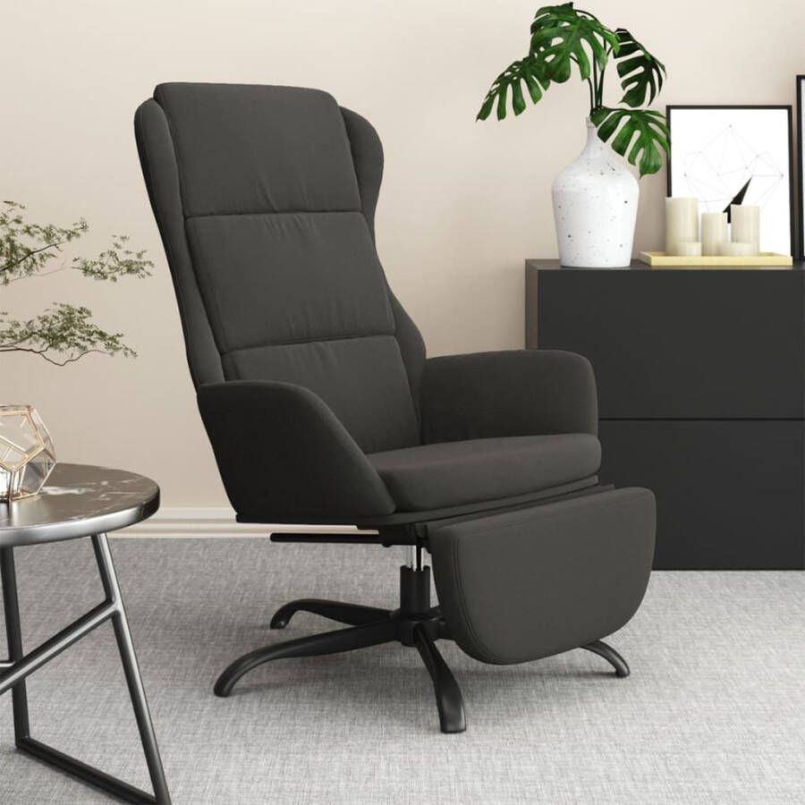 VIDAXL Relaxstoel met voetensteun microvezelstof donkergrijs - Foto 1