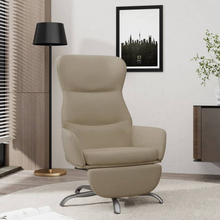 VIDAXL Relaxstoel met voetensteun microvezelstof lichtgrijs - Foto 1
