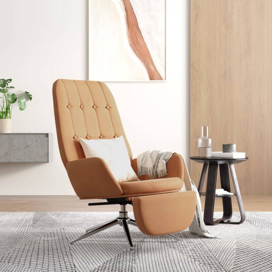 VIDAXL Relaxstoel met voetensteun microvezelstof taupe