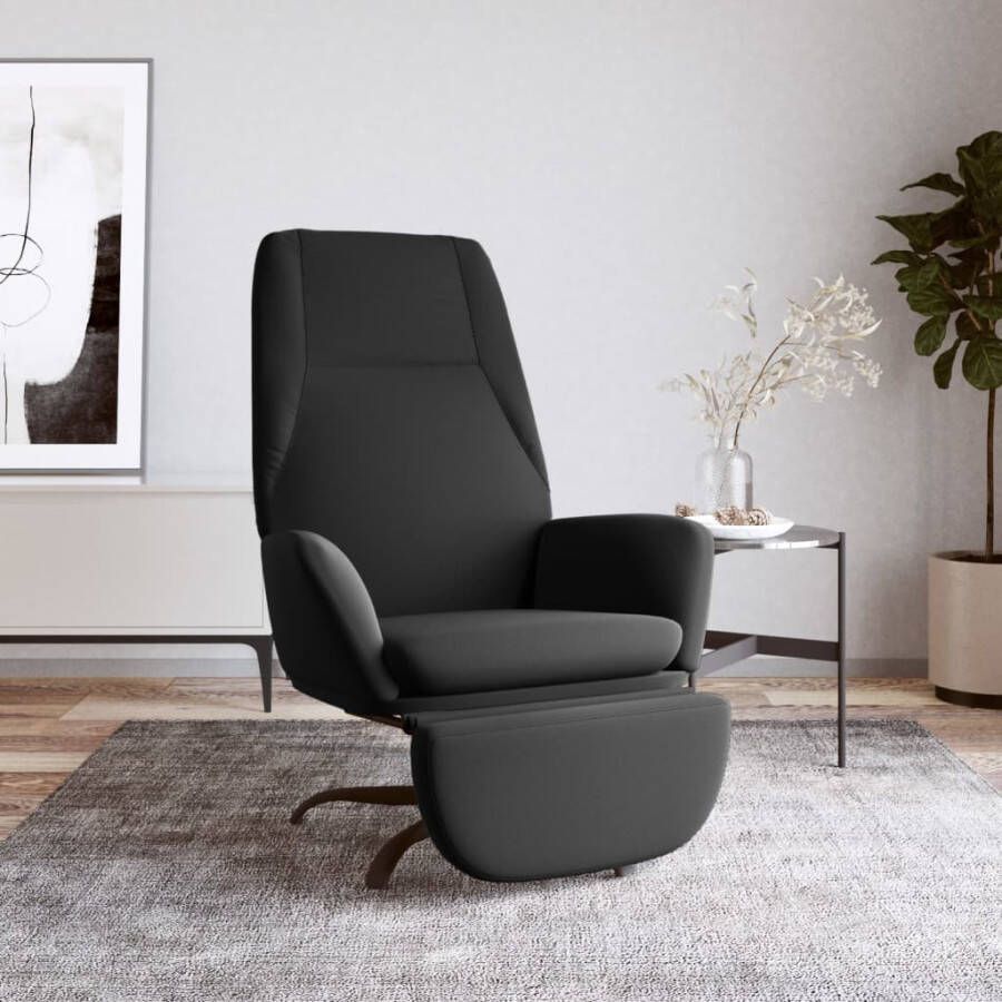VidaXL Relaxstoel met voetensteun microvezelstof zwart - Foto 1