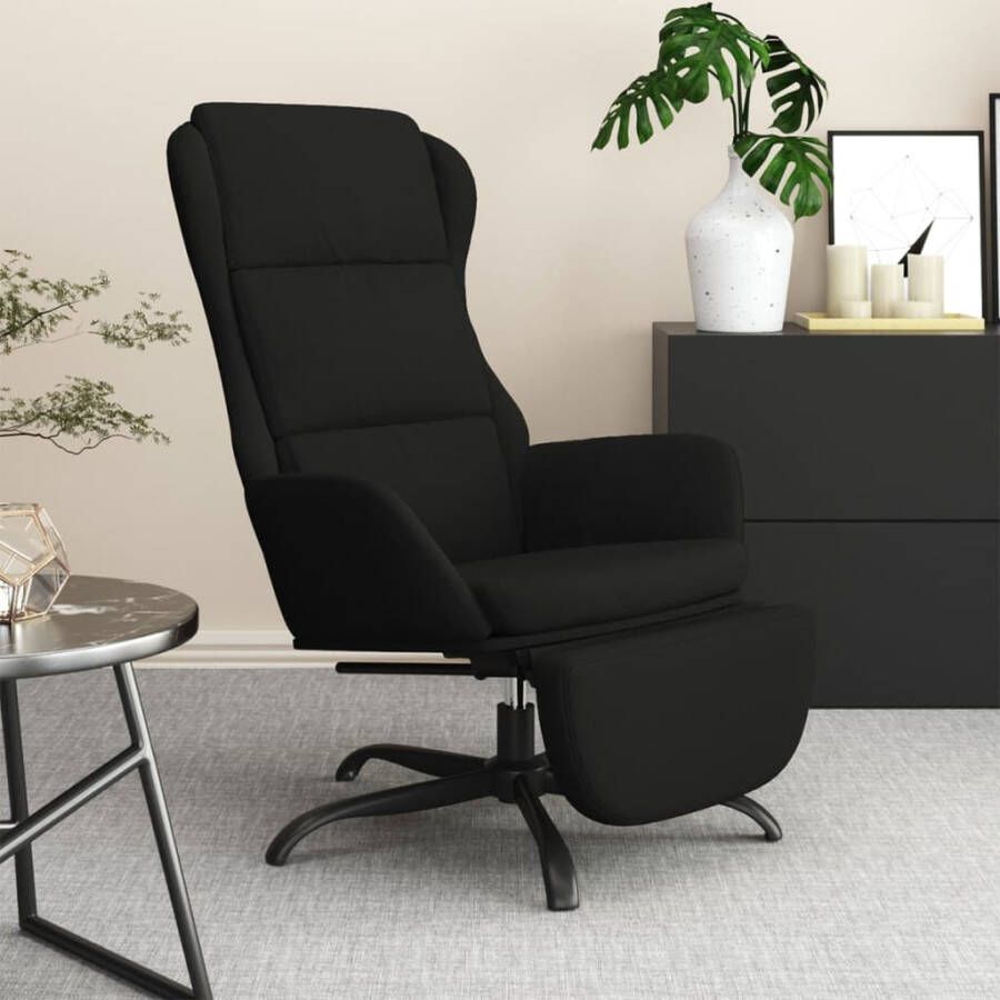 VidaXL Relaxstoel met voetensteun microvezelstof zwart