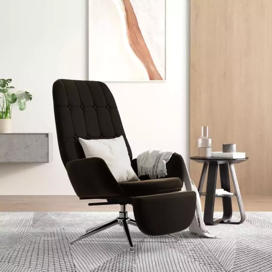 VIDAXL Relaxstoel met voetensteun microvezelstof zwart - Foto 1