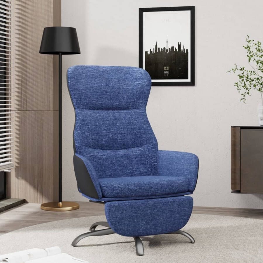 VidaXL Relaxstoel met voetensteun stof blauw - Foto 1