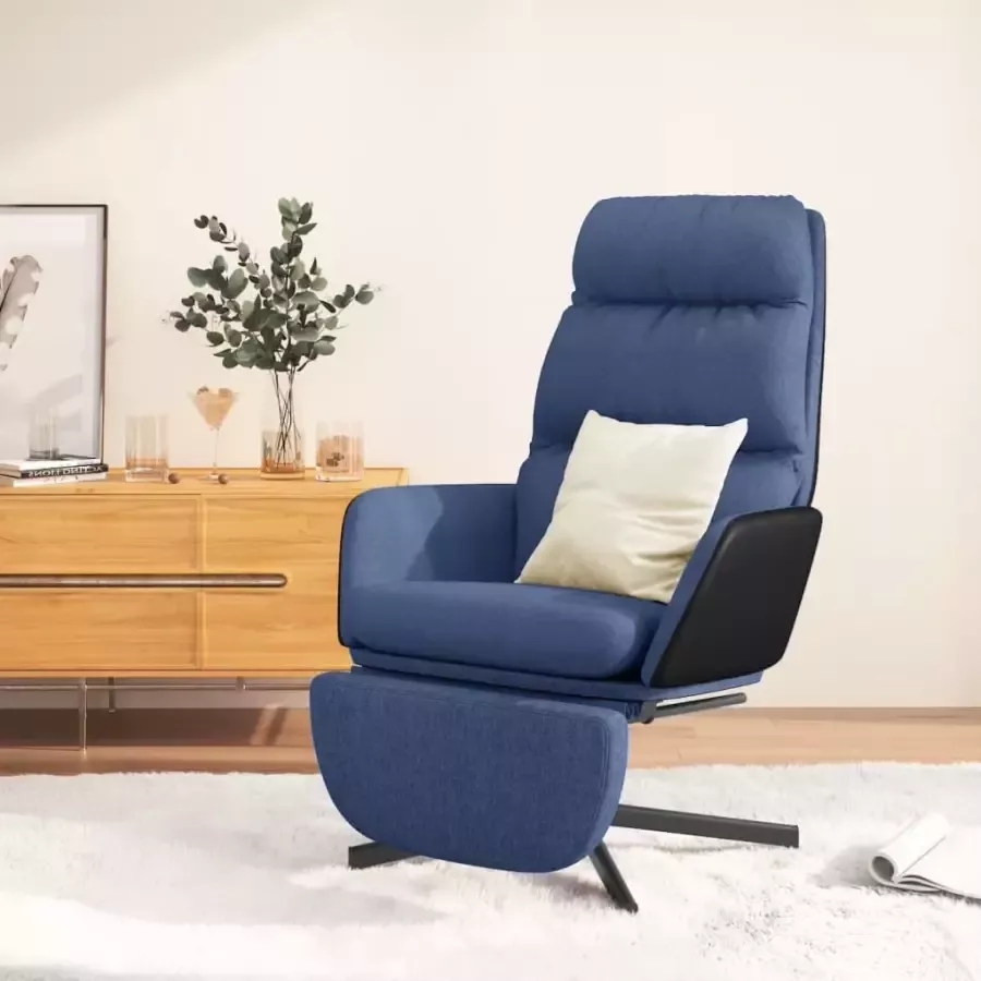 VidaXL Relaxstoel met voetensteun stof blauw - Foto 1