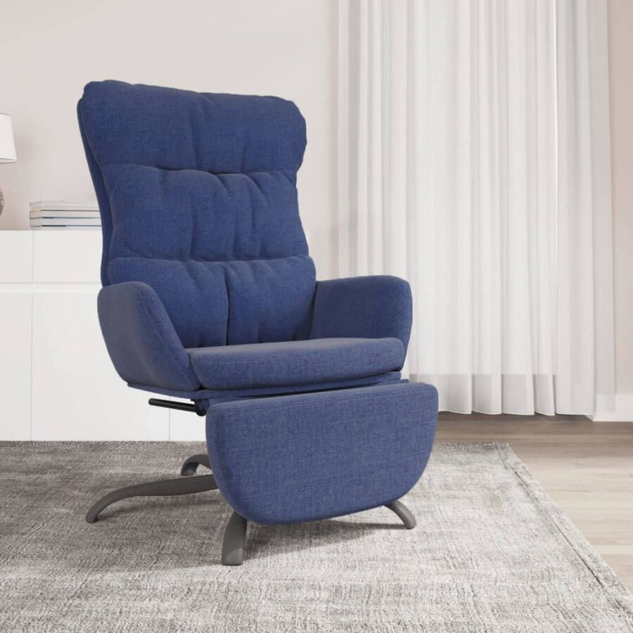 VIDAXL Relaxstoel met voetensteun stof blauw - Foto 1