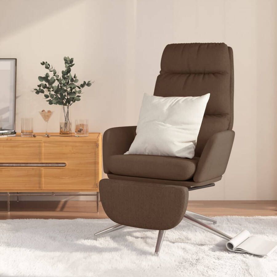 VIDAXL Relaxstoel met voetensteun stof bruin - Foto 1